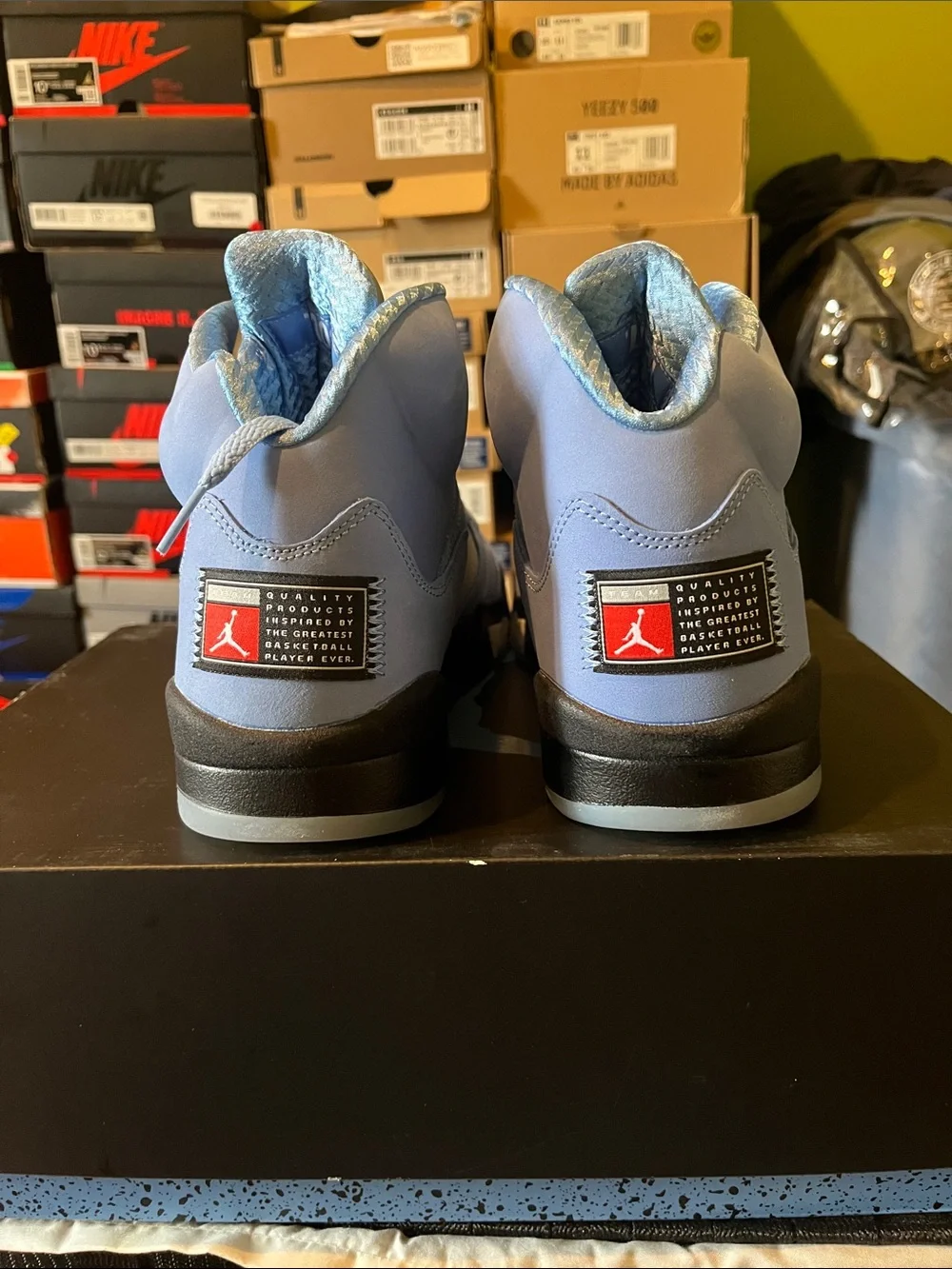 Air Jordan 5 university blue Men’s High-Top Sneakers in Powder Blue and Black